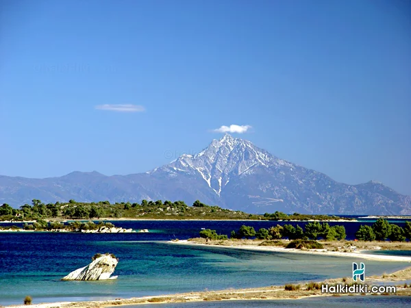 Halkidiki: View to Mount Athos from Vourvourou, Sithonia